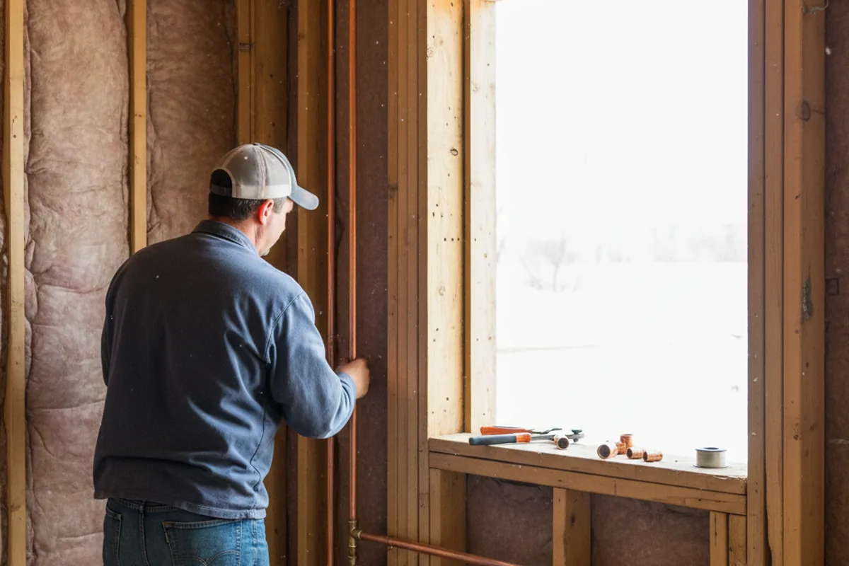 Licensed plumber running new copper supply lines in a Camp Point home
